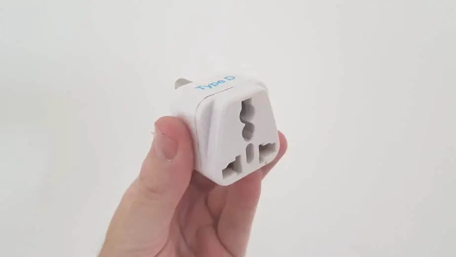 Close up of travel adapter for India