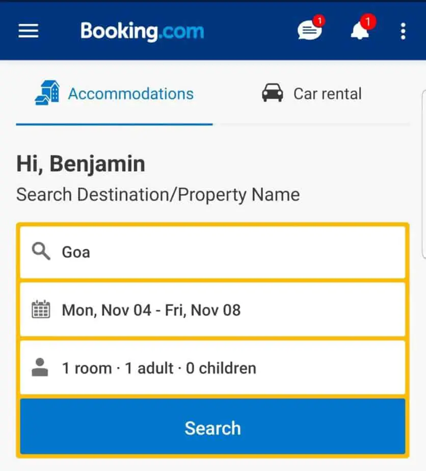 Booking.com for booking hotels in India