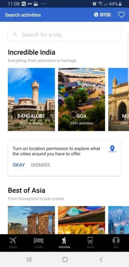 Clear Trip app for booking travel in India