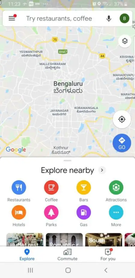 Google Maps app for booking travel in India