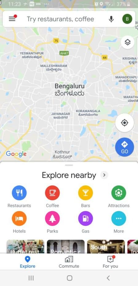 Google Maps app for booking travel in India