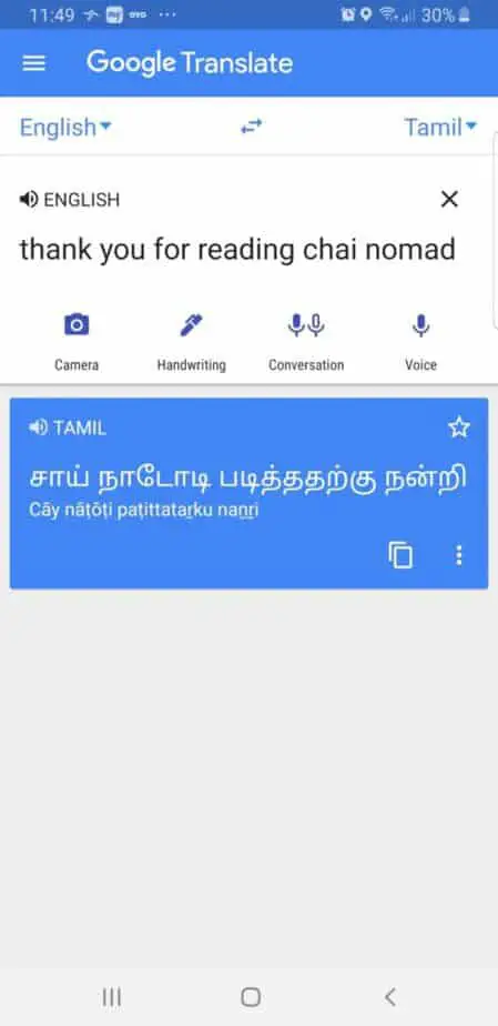 Google Translate app for booking travel in India
