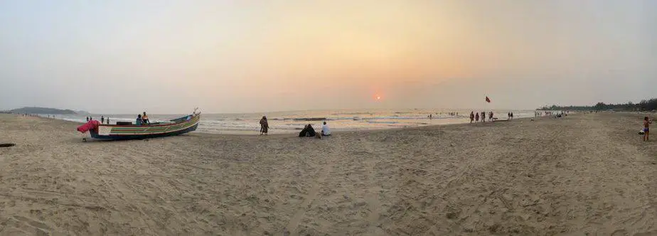 morjim beach panoramic shot at sunset