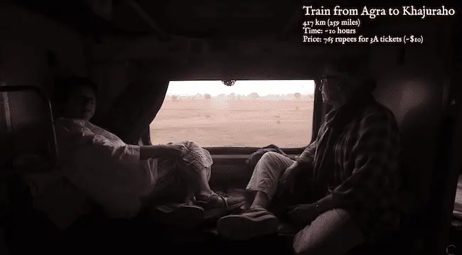 mom and aunt cathy in train india