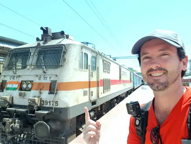 ben jenks with train bengaluru to goa selfie