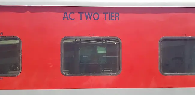 ac two tier india train outside