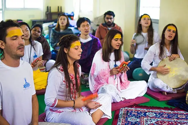 Solo trips from Delhi rishikesh yoga class singing