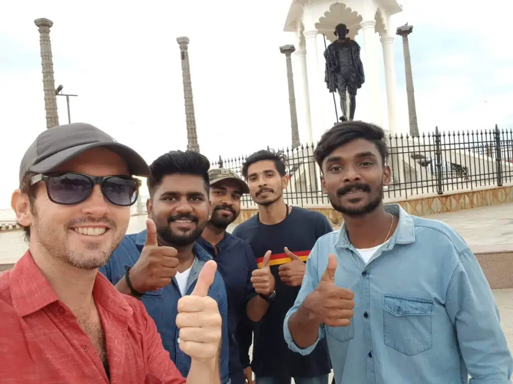 workation near bangalore pondicherry ben jenks with friends gandhi statue